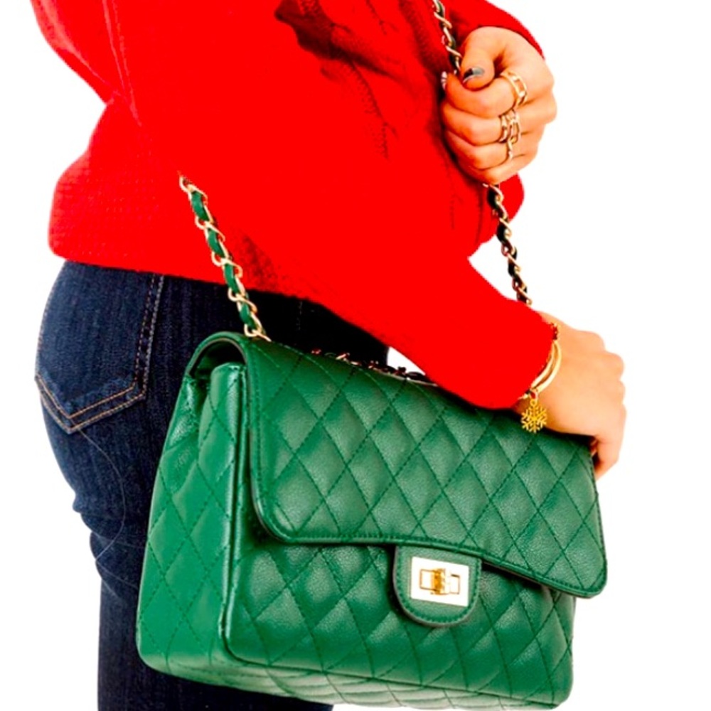 Quilted Tote in Hunter Green - from Online Boutique